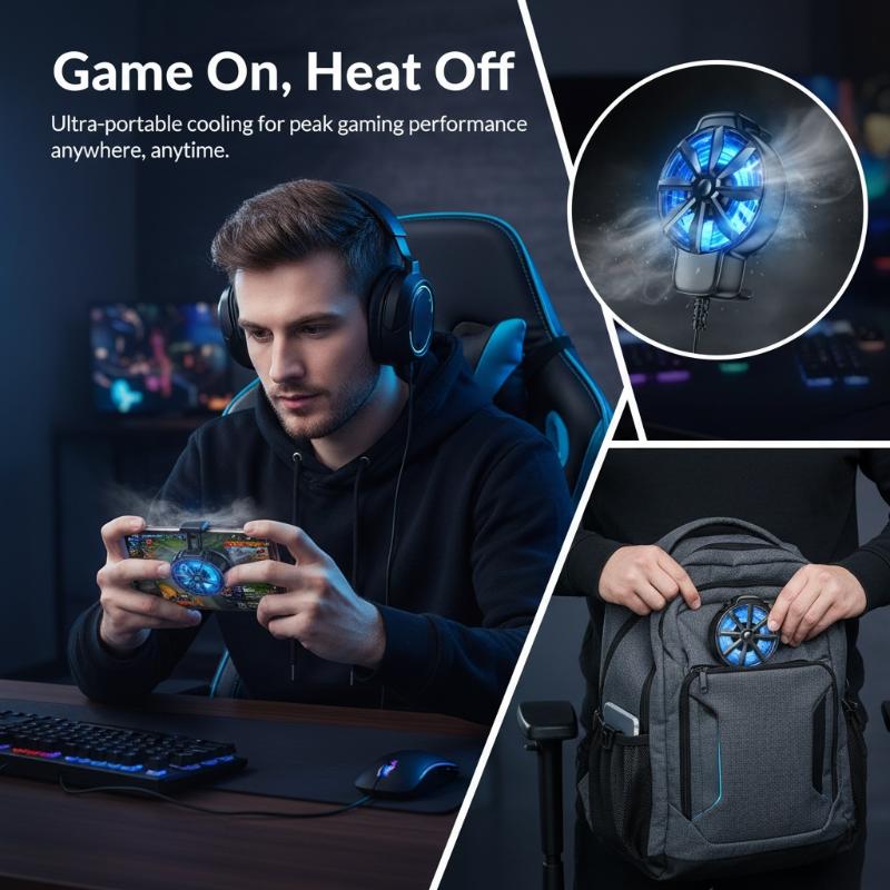 Essential Gaming Accessories - Портативный вентилятор для охлаждения мобильного телефона,